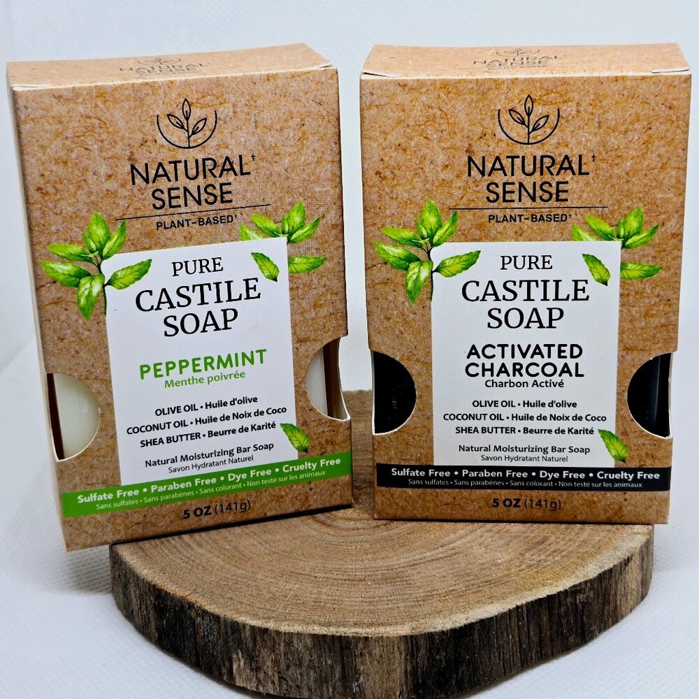 NEW NATURAL SENSE PLANT BASED PURE CASTILE SOAP ACTIVATED CHARCOAL & PEPPERMINT
